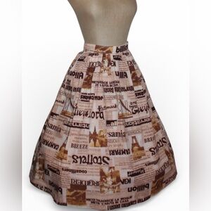 SZ 27 S/M VTG 70'S French ‘ newspaper, print’ Skirt